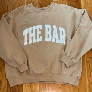 The Bar Women's Tan Crewneck Sweatshirt with White Logo